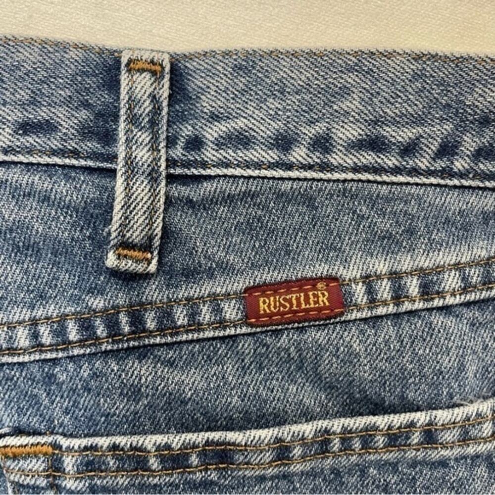 Vintage Rustler Denim Blue Jeans Men’s Size 38 x 29 medium wash distressed - Picture 4 of 10